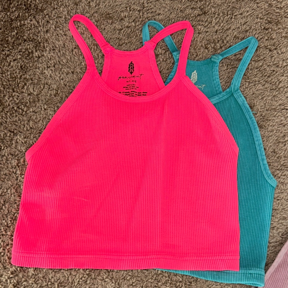 FP Movement by Free People Pink and Teal Crop Tops